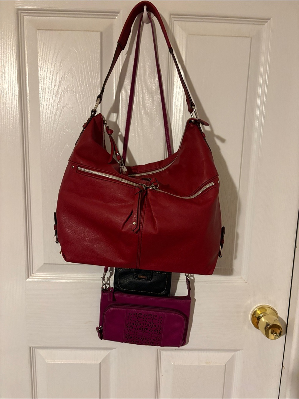 Bundle 1 Relic Red Hobo Shoulder Bag  plum shoulder bag and wallet